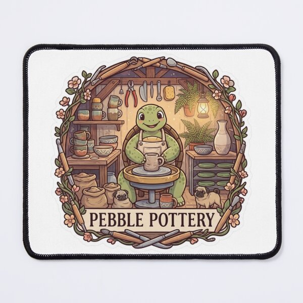 Item preview, Pebble Pottery | Cottagecore Turtle Potter | Woodland Ceramics Studio | Handmade Pottery Workshop | Cozy Artisan Shop | Whimsical Pottery Art Gift designed and sold by MrDev.