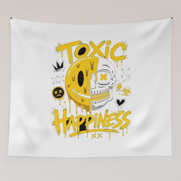 Item preview, Toxic Happiness T-Shirt | Dark Humor Skull Smiley Graphic Tee | Gothic Graffiti Streetwear Shirt designed and sold by MAStrends.
