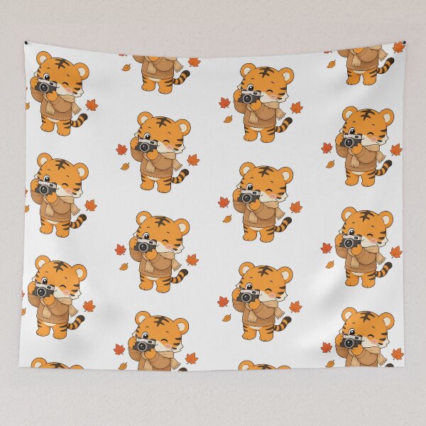 Item preview, Cute Autumn Tiger Taking Photos Cartoon Animal Design designed and sold by Seculinator.