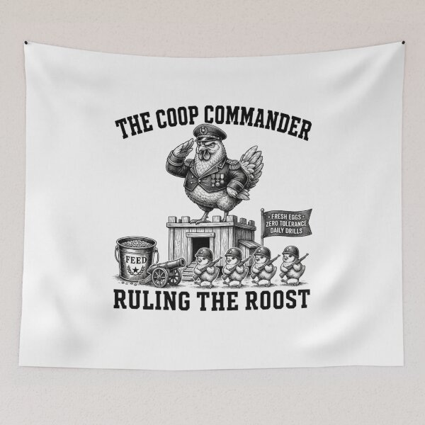 Item preview, Military Chicken Commander Funny Farm Parody Art designed and sold by SiarheiYur.