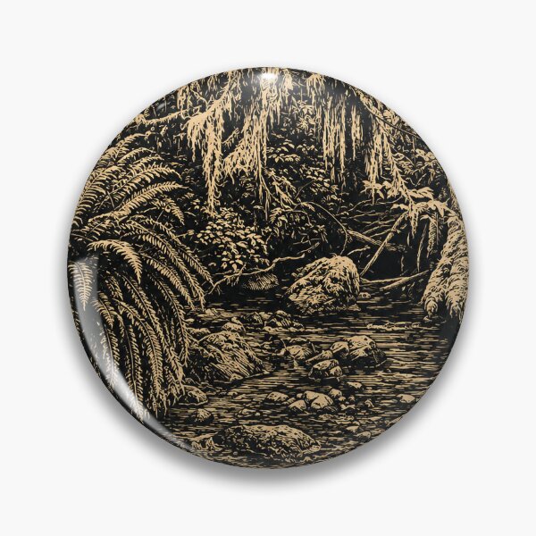 Item preview, Mossy Conifer Forest | Linocut Nature Sticker & Postcard designed and sold by Linoluca.