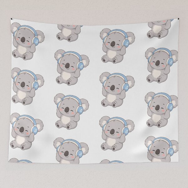 Item preview, Cute Koala Listening to Music with Headphones Cartoon designed and sold by Seculinator.