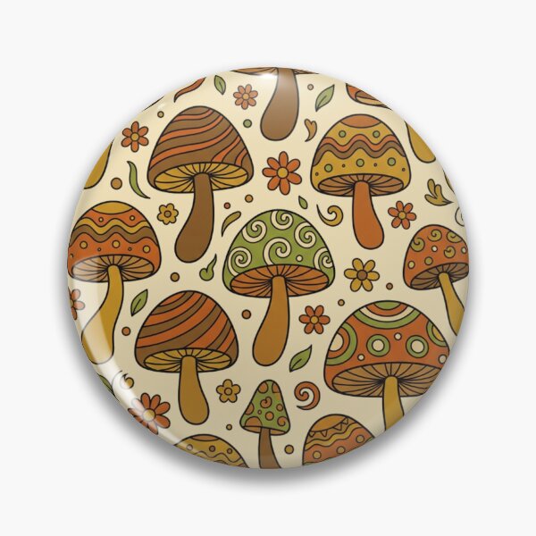 Item preview, Retro 70s Mushroom Pattern Groovy Vintage Cottagecore  designed and sold by Arobinoz.
