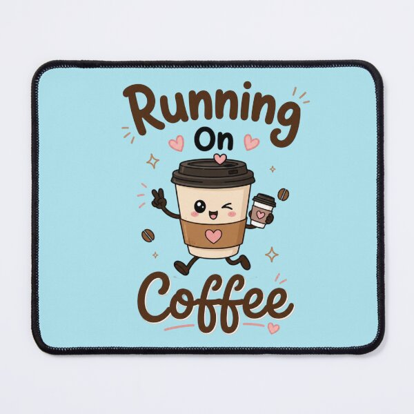 Item preview, Running On Coffee Cute Kawaii Coffee Cup Funny Caffeine Lover Sticker & T-Shirt designed and sold by Sanika arts .