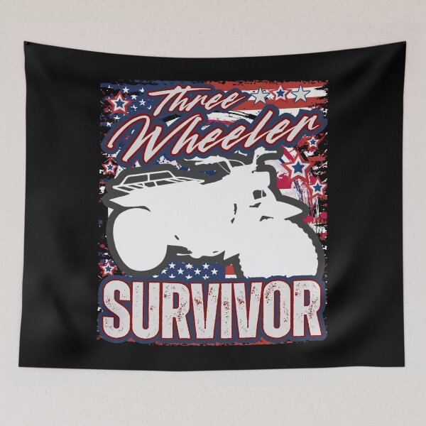 Item preview, Three Wheeler Survivor — Vintage ATV Rider Patriotic Red White and Blue Off‑Road Design designed and sold by GFamilyC.