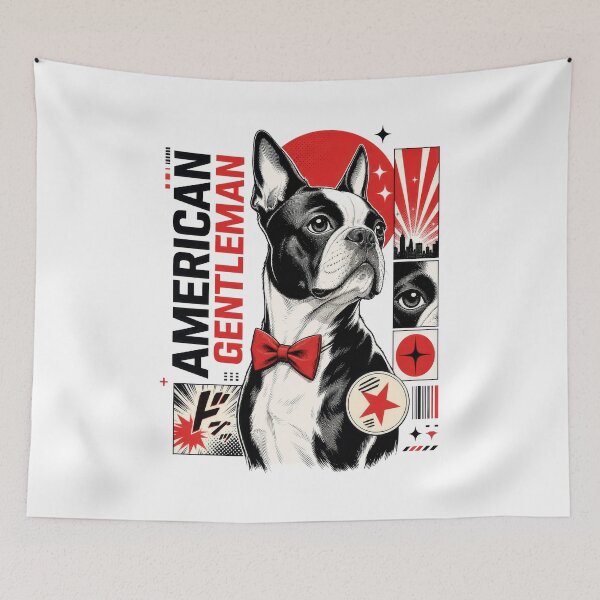Item preview, American Gentleman Boston Terrier Urban Comic Dog designed and sold by AntiqueImages.