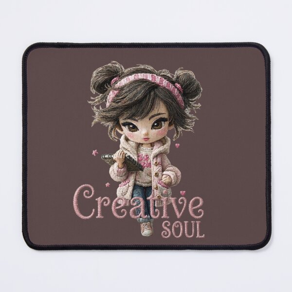 Item preview, Creative Soul Cute Girl Embroidery Design designed and sold by MegaNovaArt.