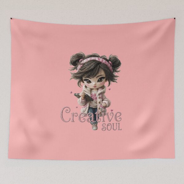 Item preview, Creative Soul Cute Girl Embroidery Design designed and sold by MegaNovaArt.