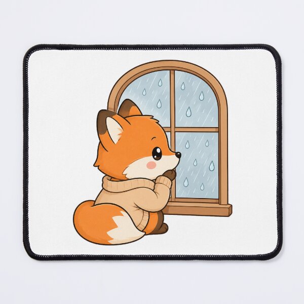 Item preview, Cute Cozy Fox Watching Rain Through Window Cartoon designed and sold by Seculinator.