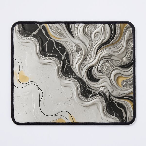 Item preview, Abstract Fluid Marble Waves in Gold and Silver designed and sold by Aureva Arts Shop.