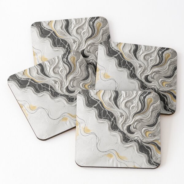 Item preview, Abstract Fluid Marble Waves in Gold and Silver designed and sold by Aureva Arts Shop.