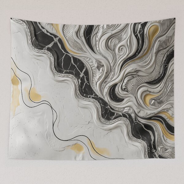 Item preview, Abstract Fluid Marble Waves in Gold and Silver designed and sold by Aureva Arts Shop.