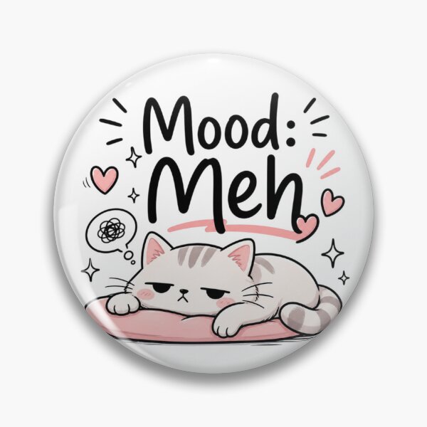 Item preview, Mood: Meh Cute Cat | Funny Introvert Kawaii Aesthetic | Lazy Mood Cartoon Sticker designed and sold by Sanika arts .
