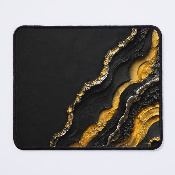 Item preview, Abstract Black Stone with Layered Gold and Silver designed and sold by Aureva Arts Shop.