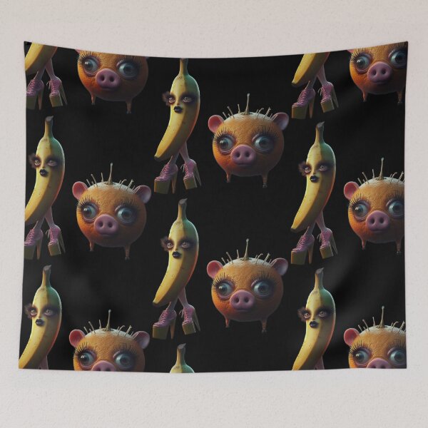 Item preview, Uncanny High Heel Banana and Orange Pig Surreal Art designed and sold by LujziWorld.