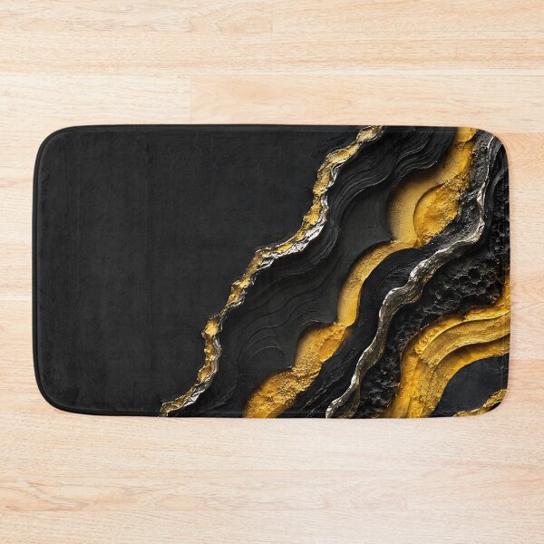 Item preview, Abstract Black Stone with Layered Gold and Silver designed and sold by Aureva Arts Shop.
