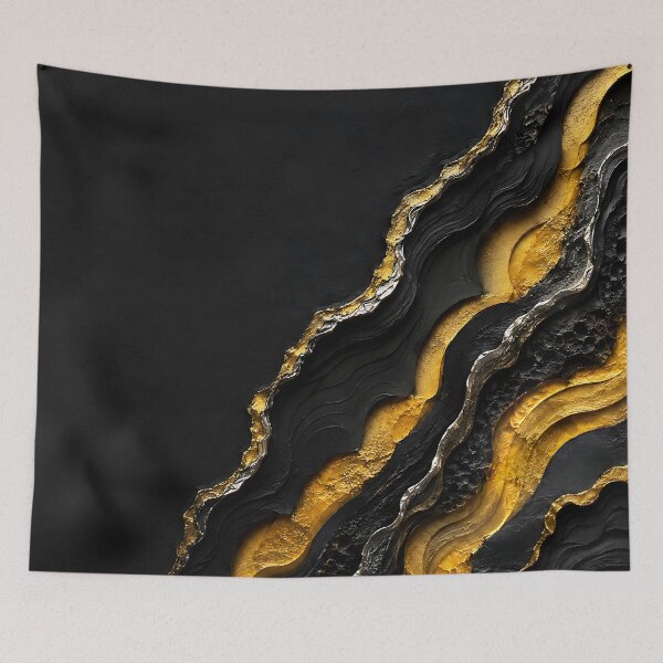 Item preview, Abstract Black Stone with Layered Gold and Silver designed and sold by Aureva Arts Shop.