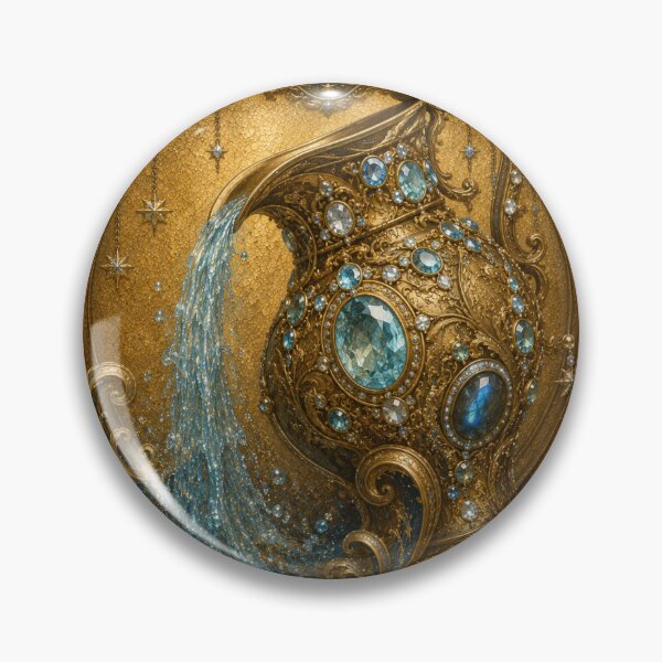 Item preview, Golden Aquarius Zodiac Water Bearer designed and sold by VelarisMoon.