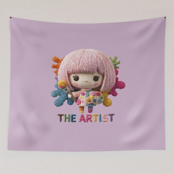 Item preview, Cute Embroidery Artist Doll with Paint Palette designed and sold by MegaNovaArt.