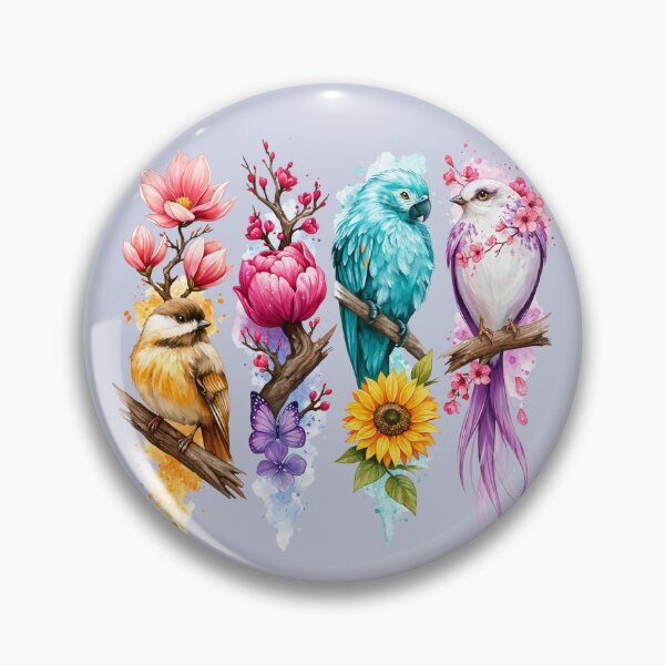 Item preview, Watercolor Bird Collection with Flowers | Colorful Botanical Nature Aesthetic Shirt designed and sold by Anastasiia Yurevych.