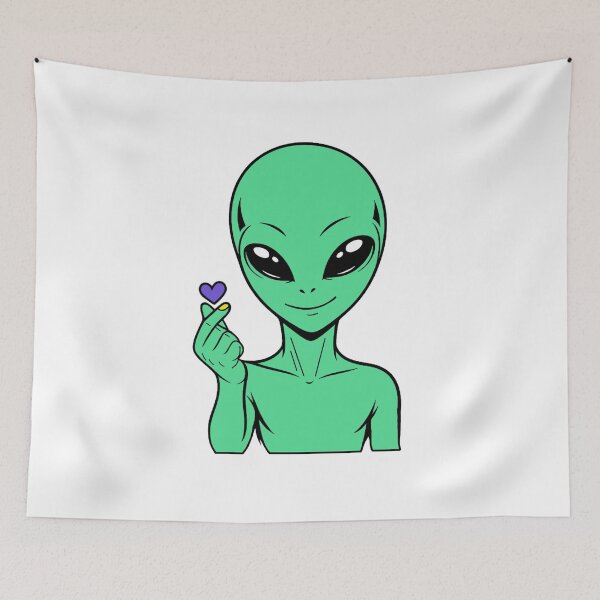 Item preview, ZORGO Alien Finger Heart – Cute Space Alien Love Gesture Sticker designed and sold by The-Visitors.