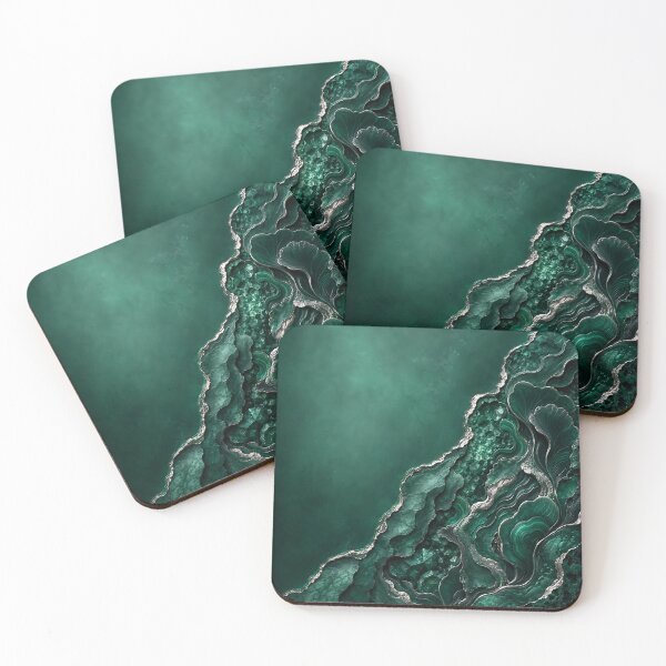 Item preview, Luxury Emerald Malachite and Silver Liquid Agate designed and sold by Aureva Arts Shop.