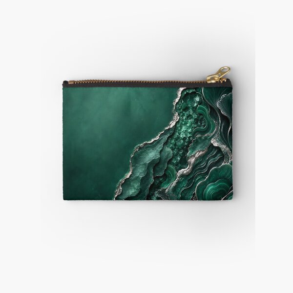 Item preview, Luxury Emerald Malachite and Silver Liquid Agate designed and sold by Aureva Arts Shop.