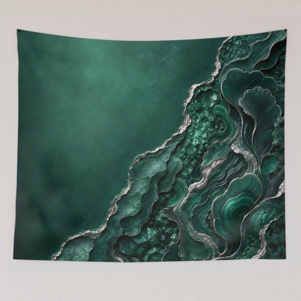 Item preview, Luxury Emerald Malachite and Silver Liquid Agate designed and sold by Aureva Arts Shop.