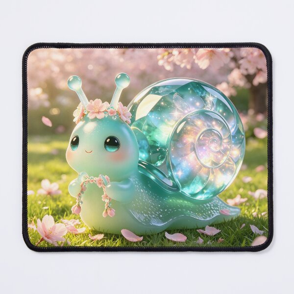 Item preview, Spring Flower Weaver - Cute Emerald Snail Making a Floral Crown designed and sold by ABYSSLAB.