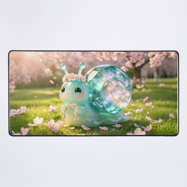 Item preview, Spring Flower Weaver - Cute Emerald Snail Making a Floral Crown designed and sold by ABYSSLAB.