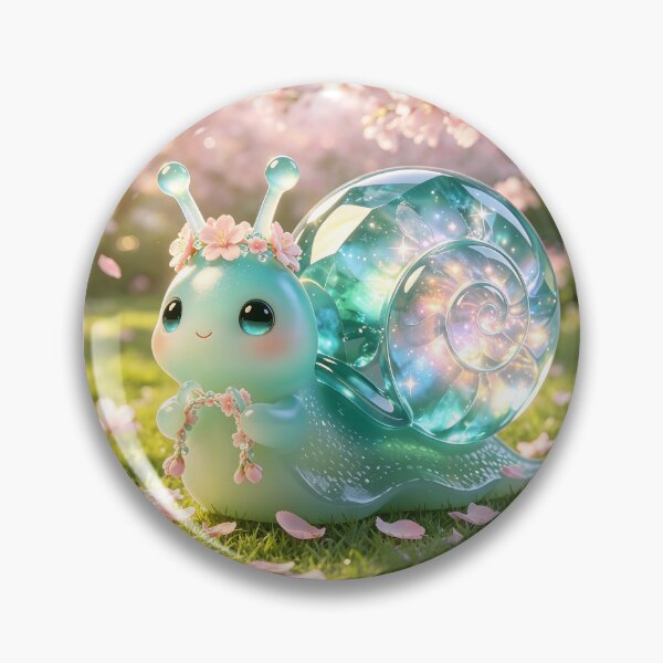 Item preview, Spring Flower Weaver - Cute Emerald Snail Making a Floral Crown designed and sold by ABYSSLAB.