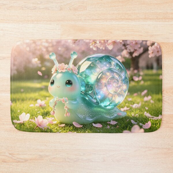 Item preview, Spring Flower Weaver - Cute Emerald Snail Making a Floral Crown designed and sold by ABYSSLAB.
