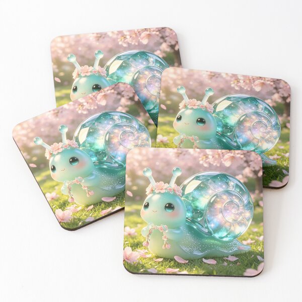 Item preview, Spring Flower Weaver - Cute Emerald Snail Making a Floral Crown designed and sold by ABYSSLAB.