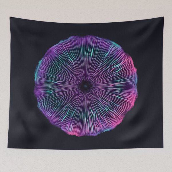 Item preview, Psychedelic Mushroom Spore Print Trippy Art Purple Teal designed and sold by Arobinoz.