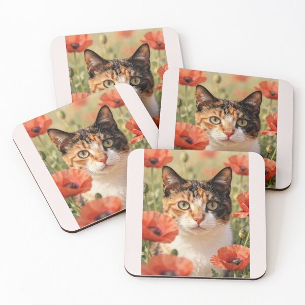 Item preview, Poppy Day with Muffinka | Watercolor Cat Art designed and sold by BCapybara.