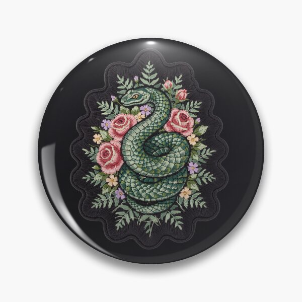 Item preview, Embroidered Botanical Snake – Vintage Floral Serpent Gothic Nature Art designed and sold by PatsiRose.