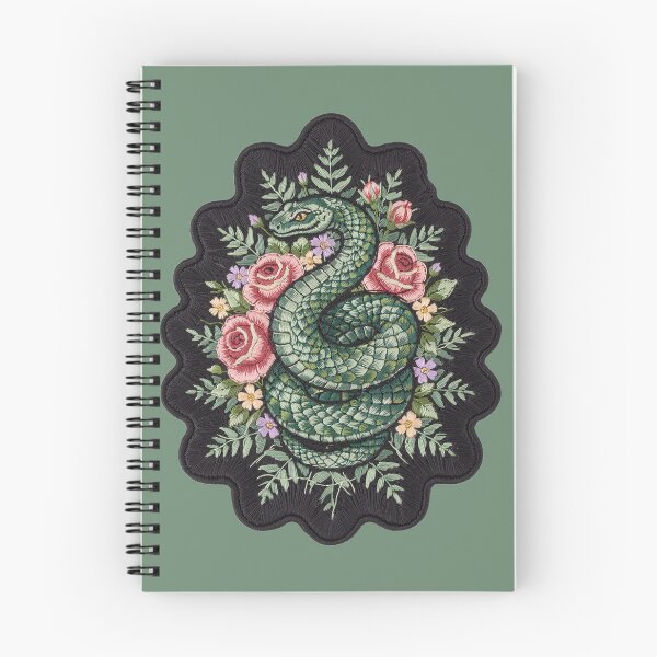 Item preview, Embroidered Botanical Snake – Vintage Floral Serpent Gothic Nature Art designed and sold by PatsiRose.