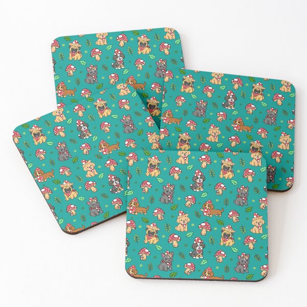 Item preview, Cottagecore Puppies Mushroom Forest Pattern designed and sold by CI Creative Design LLC.