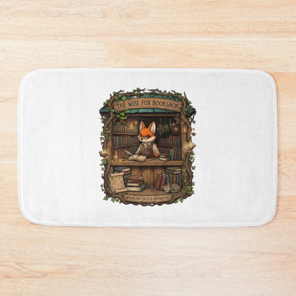 Item preview, The Wise Fox Bookshop | Cozy Woodland Bookstore | Fox Librarian | Cottagecore Reading Nook | Fantasy Bookshop | Book Lover Gift designed and sold by MrDev.