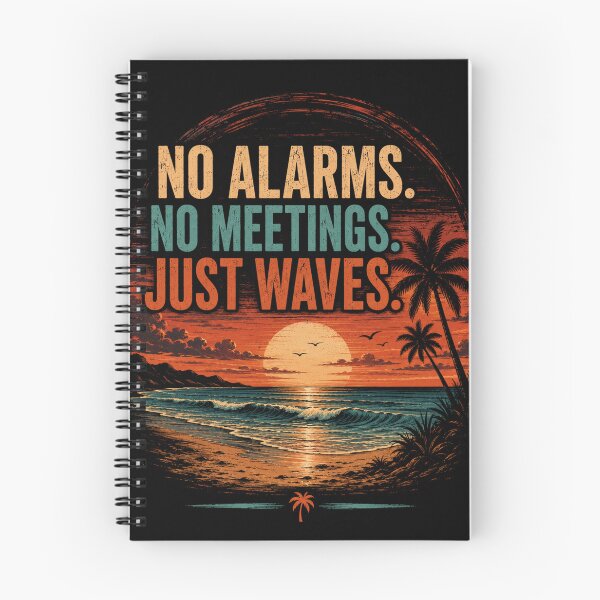 Item preview, No Alarms No Meetings Just Waves – Vintage Beach Sunset Summer Vacation Relaxation T-Shirt designed and sold by NAJURE.