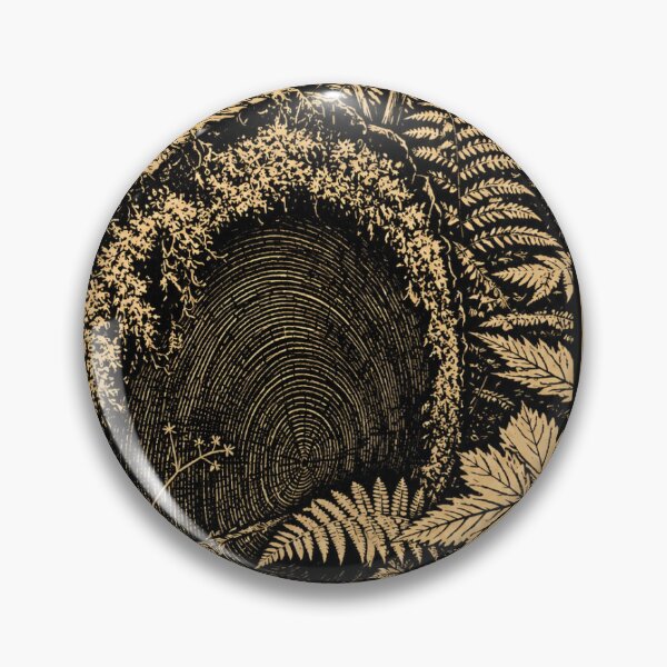Item preview, Mossy Fallen log and Tree Rings | Forest Linocut Sticker & Postcard designed and sold by Linoluca.