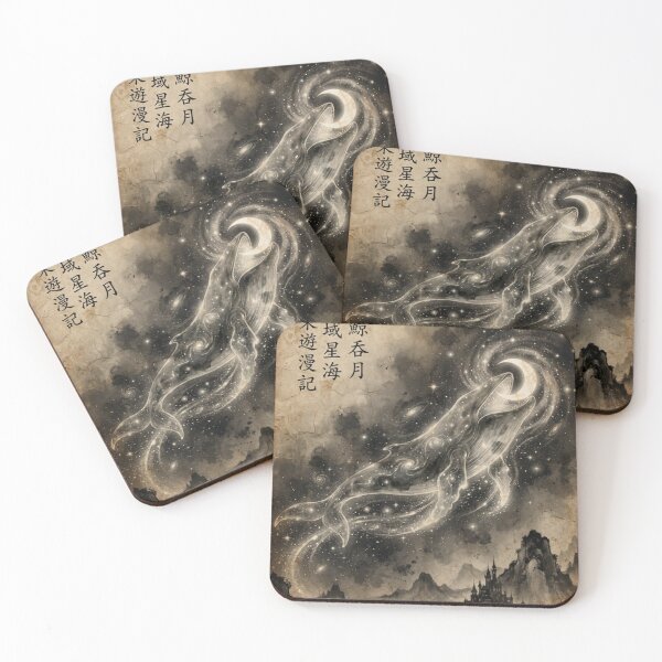 Item preview, The Star-Swallowing Celestial Whale Sumi-e Ink Wash designed and sold by DuckOddity.