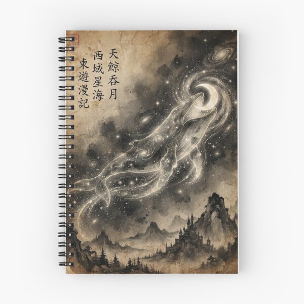 Item preview, The Star-Swallowing Celestial Whale Sumi-e Ink Wash designed and sold by DuckOddity.