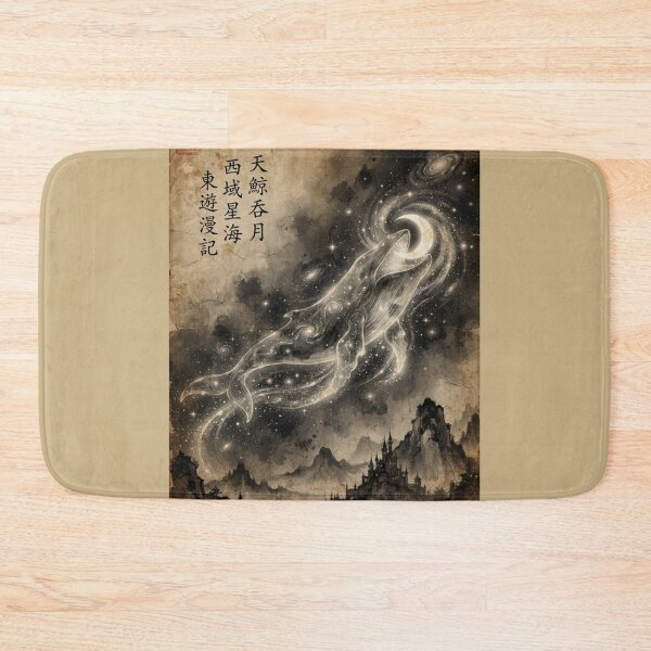 Item preview, The Star-Swallowing Celestial Whale Sumi-e Ink Wash designed and sold by DuckOddity.