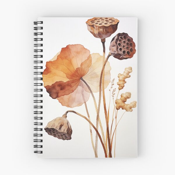 Item preview, Earthy Dried Lotus Pods and Wild Ginger Watercolor - Luxury Japandi Botanical Wall Art designed and sold by sana designer.