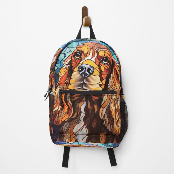 Item preview, Stained Glass Cocker Spaniel Portrait with Flowing Golden Fur designed and sold by pinkal.