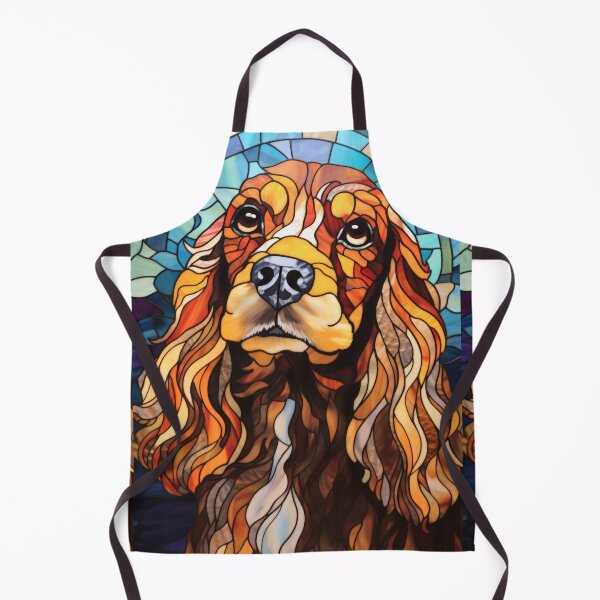Item preview, Stained Glass Cocker Spaniel Portrait with Flowing Golden Fur designed and sold by pinkal.