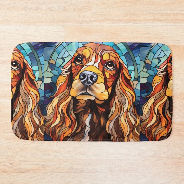 Item preview, Stained Glass Cocker Spaniel Portrait with Flowing Golden Fur designed and sold by pinkal.