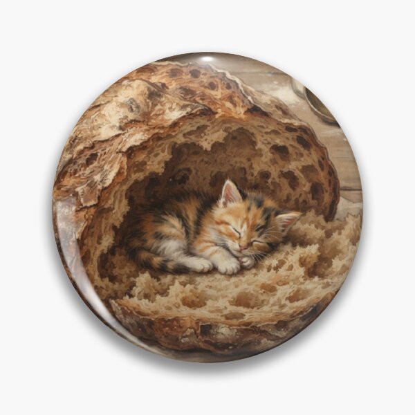 Item preview, Tiny Kitten Sleeping in a Giant Vintage Loaf of Bread Miniature Illustration designed and sold by DuckOddity.
