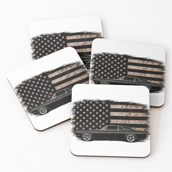Item preview, Black Classic Muscle Car on Distressed American Flag | Patriotic Vintage Car T-Shirt Design designed and sold by Diesel outlaw .